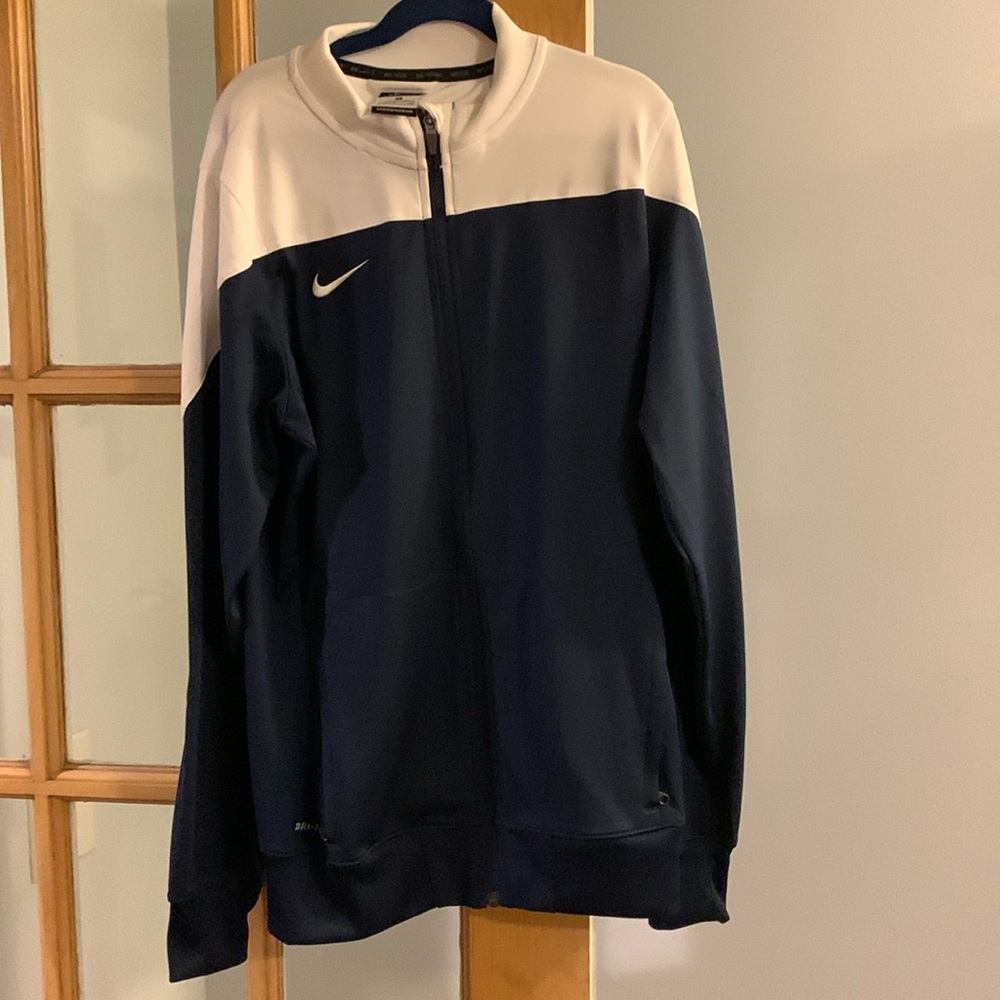 Nike like new women’s zip sweatshirt  size small in blue and white with zipper